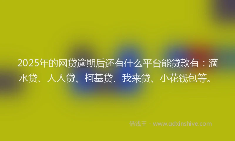2025年的网贷逾期后还有什么平台能贷款有：滴水贷、人人贷、柯基贷、我来贷、小花钱包等。