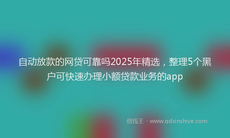 自动放款的网贷可靠吗2025年精选，整理5个黑户可快速办理小额贷款业务的app