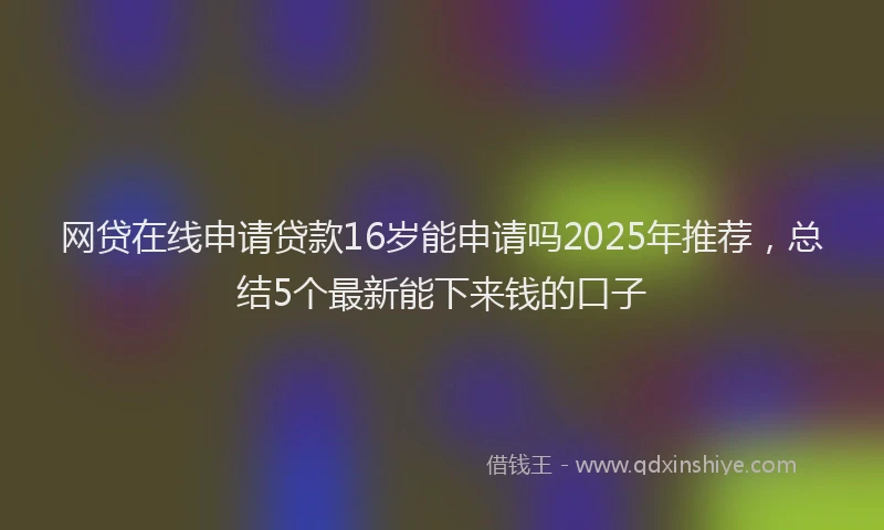 网贷在线申请贷款16岁能申请吗2025年推荐,总结5个最新能下来钱的口子
