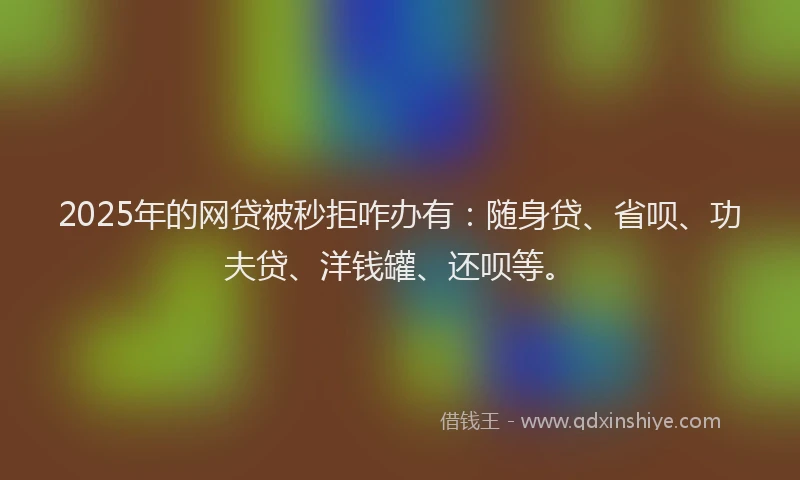 2025年的网贷被秒拒咋办有：随身贷、省呗、功夫贷、洋钱罐、还呗等。
