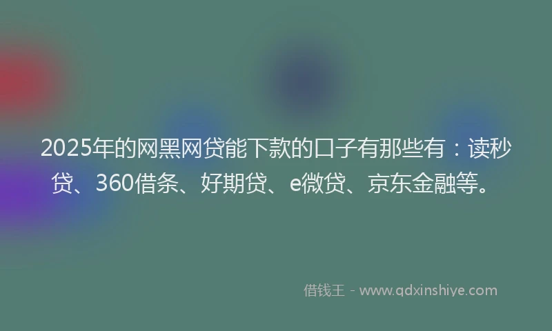 2025年的网黑网贷能下款的口子有那些有：读秒贷、360借条、好期贷、e微贷、京东金融等。