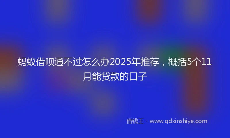 蚂蚁借呗通不过怎么办2025年推荐，概括5个11月能贷款的口子