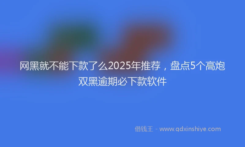 网黑就不能下款了么2025年推荐，盘点5个高炮双黑逾期必下款软件