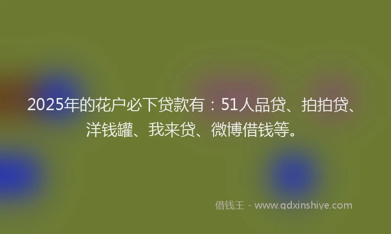 2025年的花户必下贷款有：51人品贷、拍拍贷、洋钱罐、我来贷、微博借钱等。