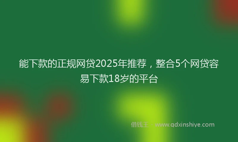 能下款的正规网贷2025年推荐，整合5个网贷容易下款18岁的平台