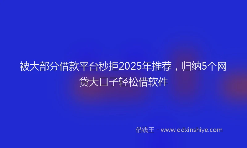 被大部分借款平台秒拒2025年推荐，归纳5个网贷大口子轻松借软件