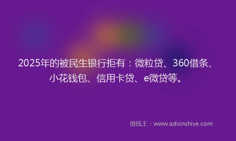 2025年的被民生银行拒有：微粒贷、360借条、小花钱包、信用卡贷、e微贷等。