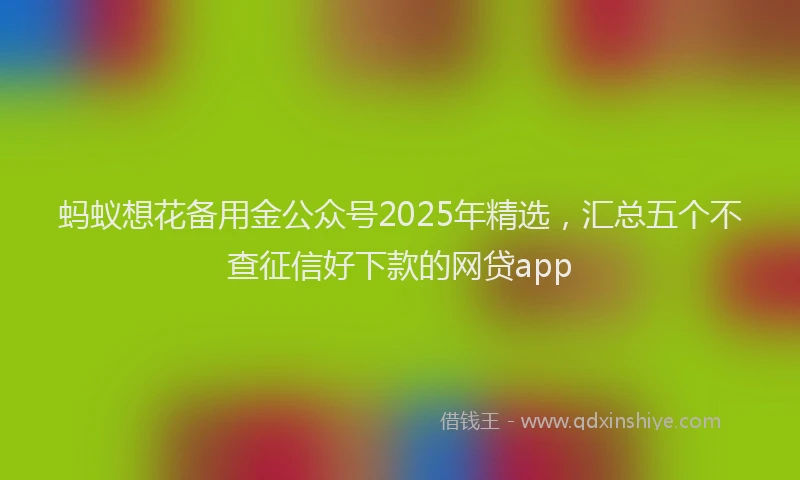 蚂蚁想花备用金公众号2025年精选，汇总五个不查征信好下款的网贷app