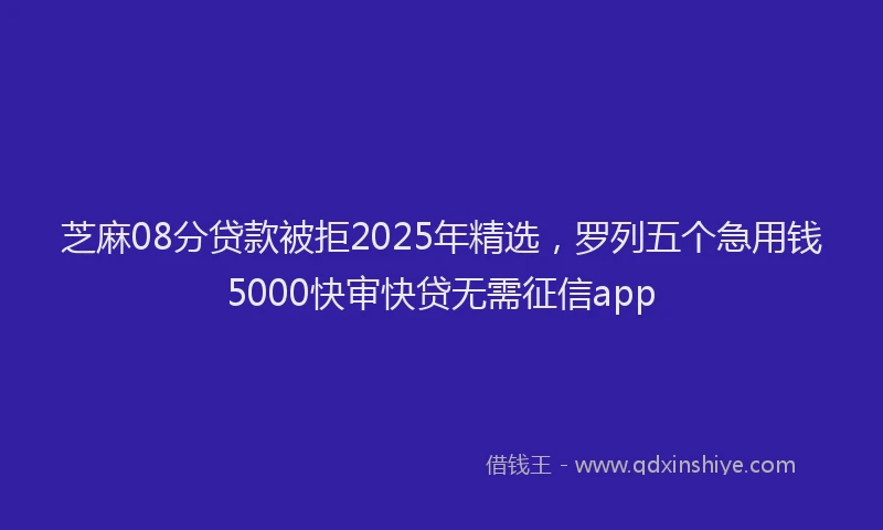 芝麻08分贷款被拒2025年精选，罗列五个急用钱5000快审快贷无需征信app