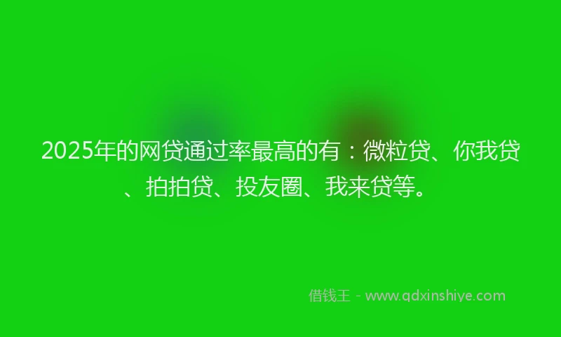 2025年的网贷通过率最高的有：微粒贷、你我贷、拍拍贷、投友圈、我来贷等。