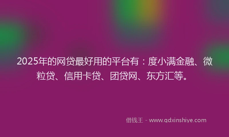 2025年的网贷最好用的平台有：度小满金融、微粒贷、信用卡贷、团贷网、东方汇等。