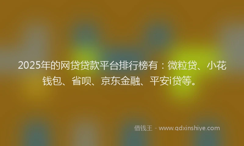 2025年的网贷贷款平台排行榜有：微粒贷、小花钱包、省呗、京东金融、平安i贷等。