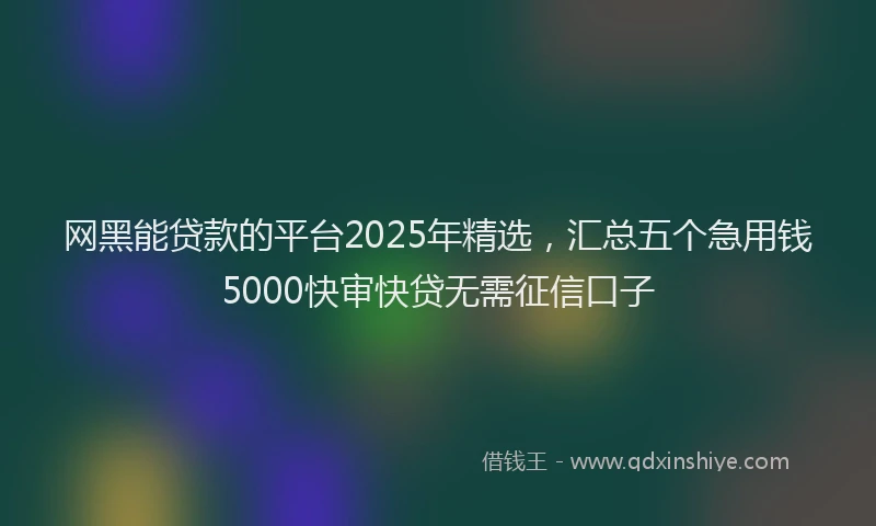 网黑能贷款的平台2025年精选，汇总五个急用钱5000快审快贷无需征信口子