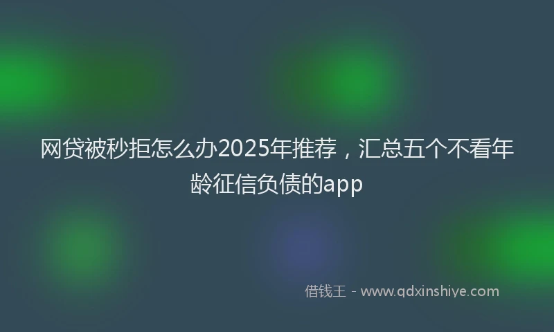 网贷被秒拒怎么办2025年推荐，汇总五个不看年龄征信负债的app