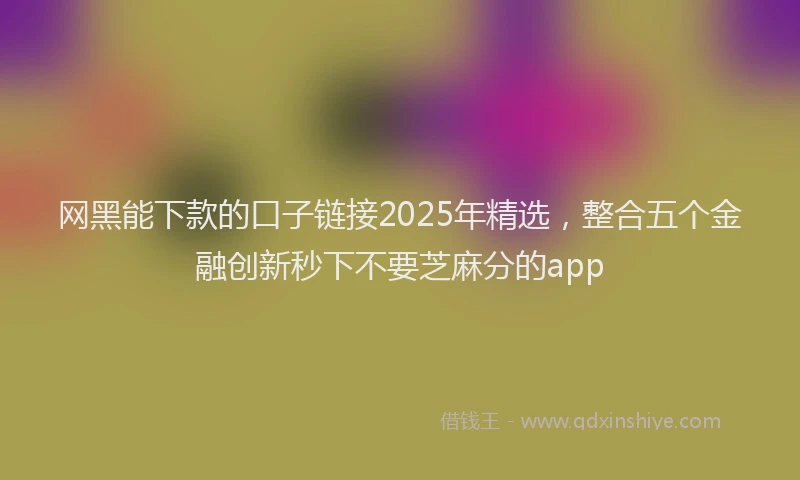 网黑能下款的口子链接2025年精选，整合五个金融创新秒下不要芝麻分的app
