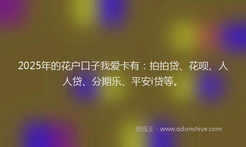 2025年的花户口子我爱卡有：拍拍贷、花呗、人人贷、分期乐、平安i贷等。