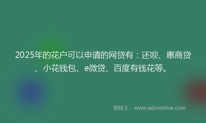 2025年的花户可以申请的网贷有：还呗、惠商贷、小花钱包、e微贷、百度有钱花等。
