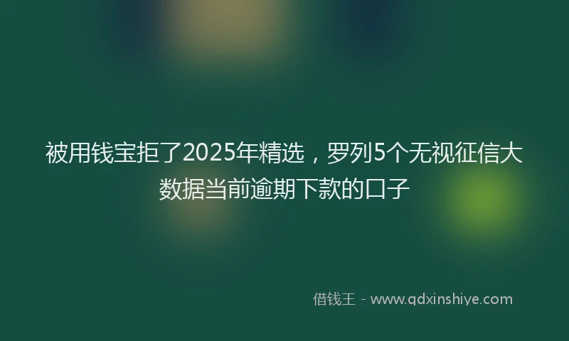被用钱宝拒了2025年精选，罗列5个无视征信大数据当前逾期下款的口子