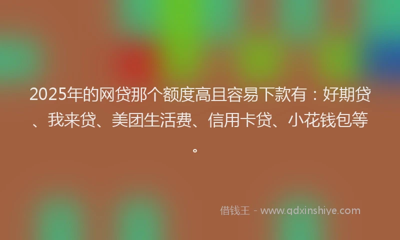 2025年的网贷那个额度高且容易下款有：好期贷、我来贷、美团生活费、信用卡贷、小花钱包等。