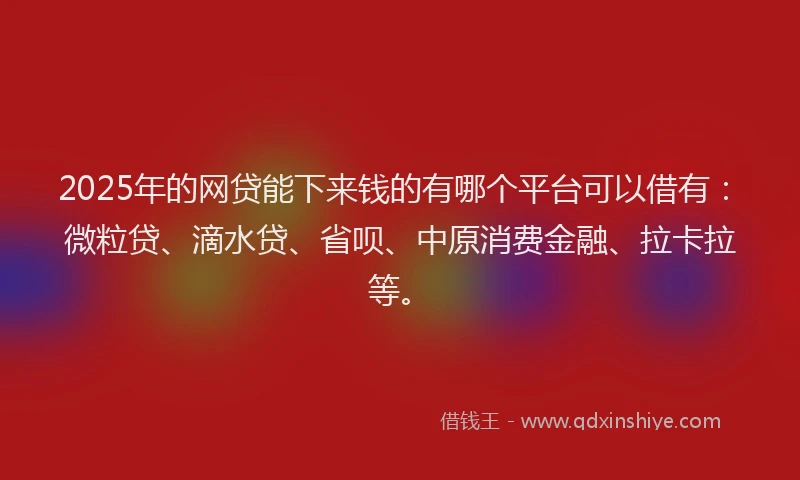 2025年的网贷能下来钱的有哪个平台可以借有：微粒贷、滴水贷、省呗、中原消费金融、拉卡拉等。