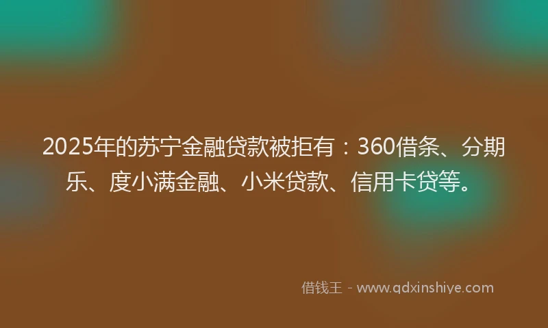 2025年的苏宁金融贷款被拒有：360借条、分期乐、度小满金融、小米贷款、信用卡贷等。