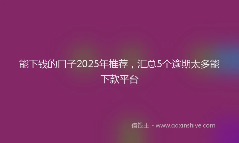 能下钱的口子2025年推荐，汇总5个逾期太多能下款平台