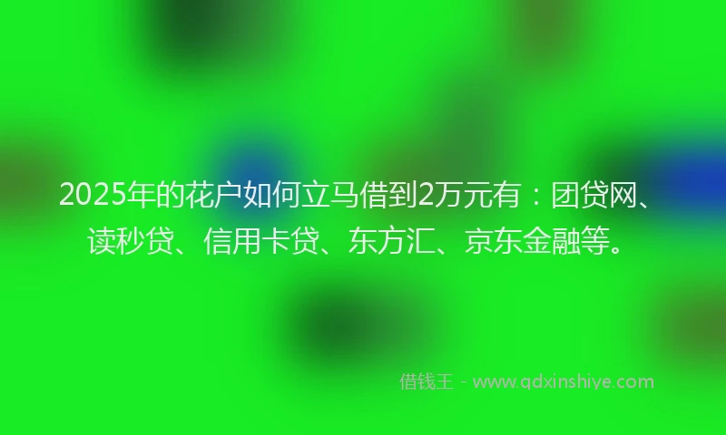 2025年的花户如何立马借到2万元有：团贷网、读秒贷、信用卡贷、东方汇、京东金融等。