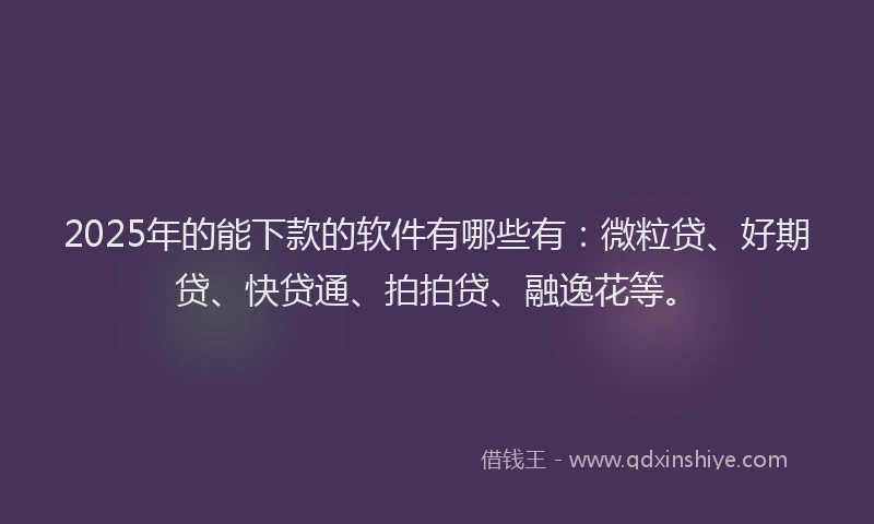 2025年的能下款的软件有哪些有：微粒贷、好期贷、快贷通、拍拍贷、融逸花等。