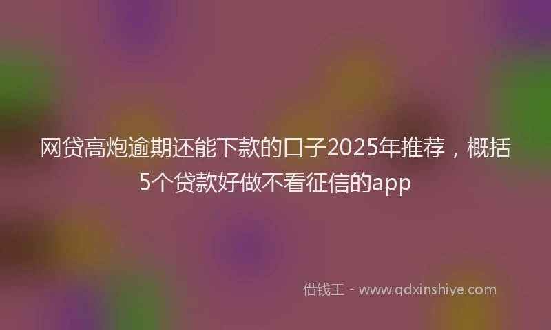 网贷高炮逾期还能下款的口子2025年推荐，概括5个贷款好做不看征信的app