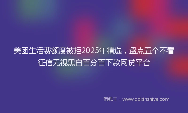 美团生活费额度被拒2025年精选，盘点五个不看征信无视黑白百分百下款网贷平台