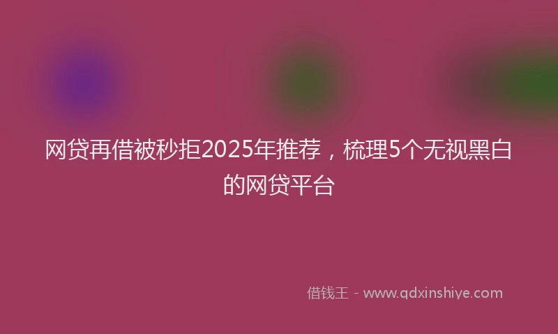 网贷再借被秒拒2025年推荐，梳理5个无视黑白的网贷平台