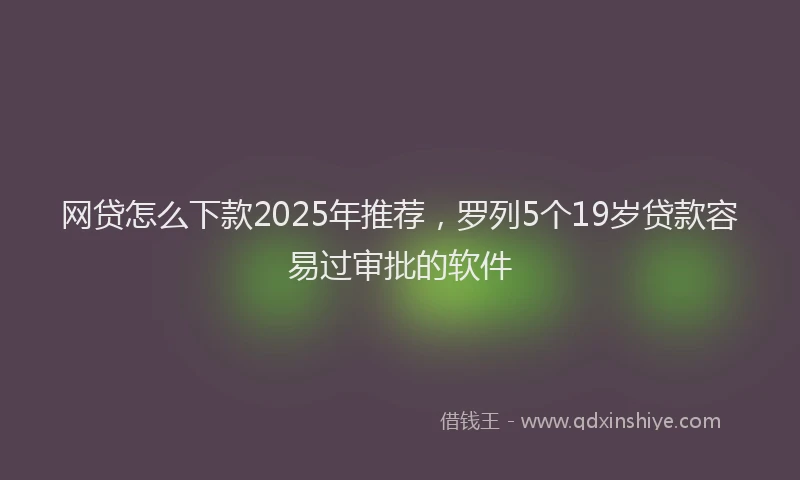 网贷怎么下款2025年推荐，罗列5个19岁贷款容易过审批的软件