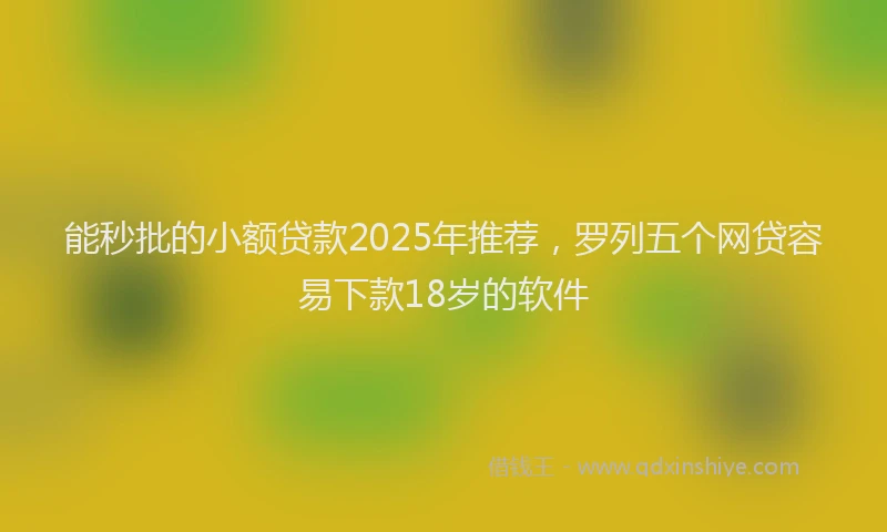 能秒批的小额贷款2025年推荐，罗列五个网贷容易下款18岁的软件