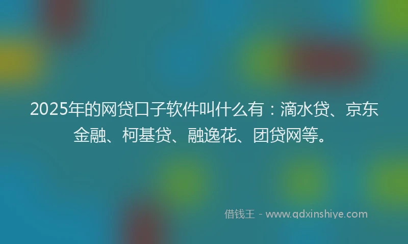 2025年的网贷口子软件叫什么有：滴水贷、京东金融、柯基贷、融逸花、团贷网等。