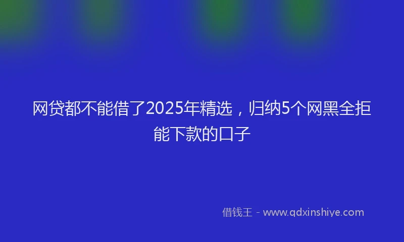 网贷都不能借了2025年精选，归纳5个网黑全拒能下款的口子