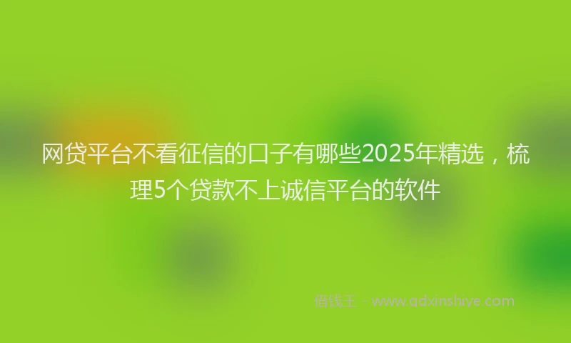网贷平台不看征信的口子有哪些2025年精选，梳理5个贷款不上诚信平台的软件
