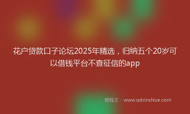 花户贷款口子论坛2025年精选，归纳五个20岁可以借钱平台不查征信的app