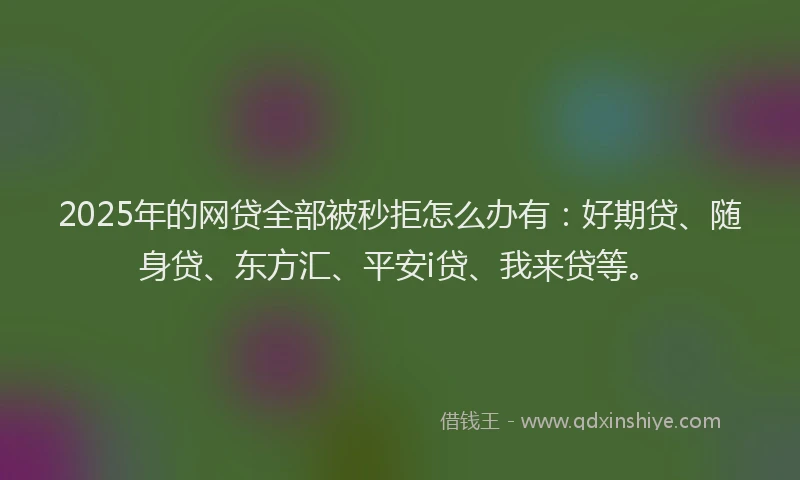 2025年的网贷全部被秒拒怎么办有：好期贷、随身贷、东方汇、平安i贷、我来贷等。