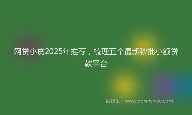网贷小贷2025年推荐，梳理五个最新秒批小额贷款平台