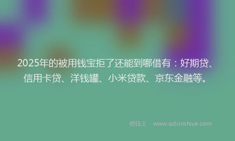 2025年的被用钱宝拒了还能到哪借有：好期贷、信用卡贷、洋钱罐、小米贷款、京东金融等。