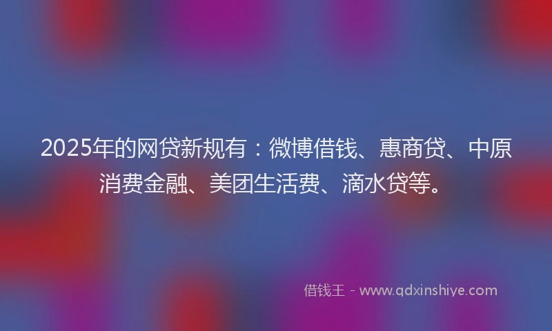 2025年的网贷新规有：微博借钱、惠商贷、中原消费金融、美团生活费、滴水贷等。