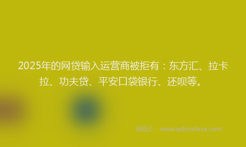 2025年的网贷输入运营商被拒有：东方汇、拉卡拉、功夫贷、平安口袋银行、还呗等。