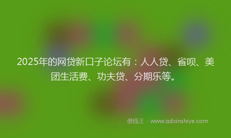 2025年的网贷新口子论坛有：人人贷、省呗、美团生活费、功夫贷、分期乐等。