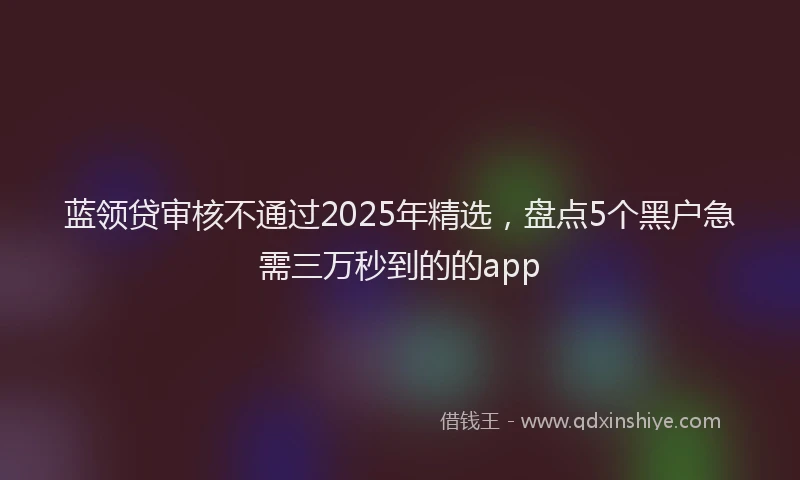 蓝领贷审核不通过2025年精选，盘点5个黑户急需三万秒到的的app