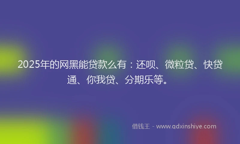 2025年的网黑能贷款么有：还呗、微粒贷、快贷通、你我贷、分期乐等。