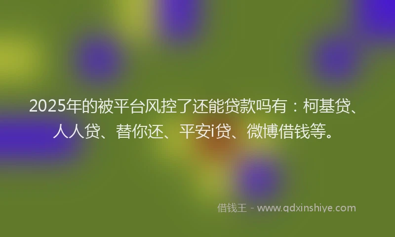 2025年的被平台风控了还能贷款吗有：柯基贷、人人贷、替你还、平安i贷、微博借钱等。