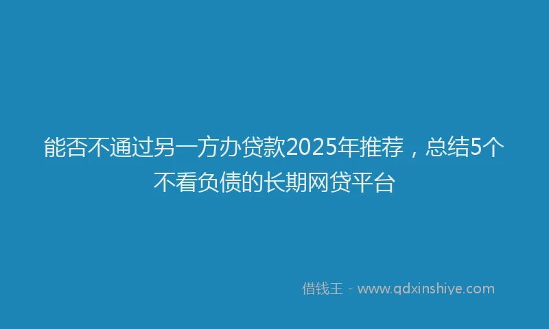 能否不通过另一方办贷款2025年推荐，总结5个不看负债的长期网贷平台
