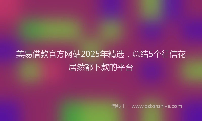 美易借款官方网站2025年精选，总结5个征信花居然都下款的平台