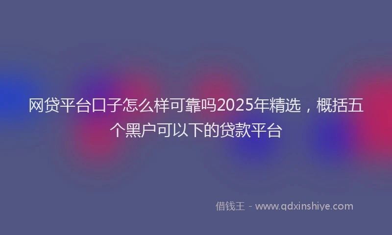 网贷平台口子怎么样可靠吗2025年精选，概括五个黑户可以下的贷款平台