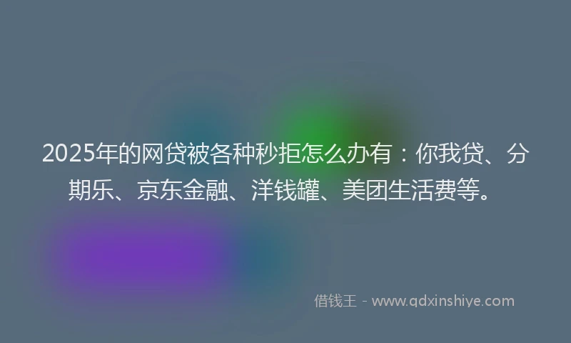 2025年的网贷被各种秒拒怎么办有：你我贷、分期乐、京东金融、洋钱罐、美团生活费等。